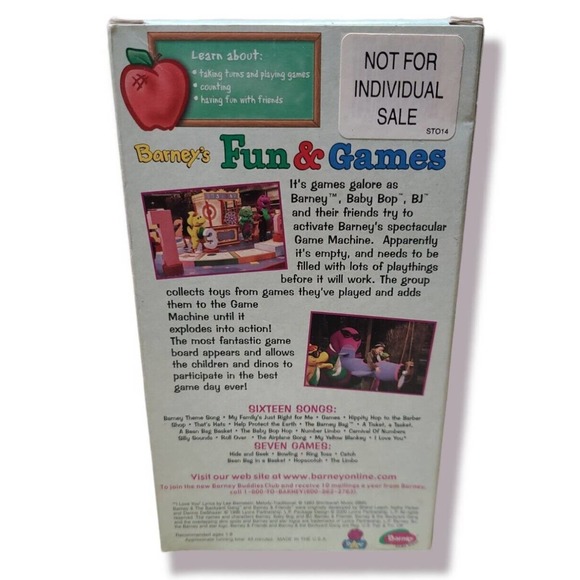 Barney - Barney's Fun and Games VHS VCR Video Tape Used Movie EUC White Tape - Picture 3 of 5